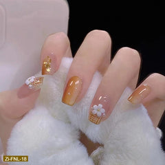 Two-Color Gradient Caramel Series Fake Nails  - 24Pcs