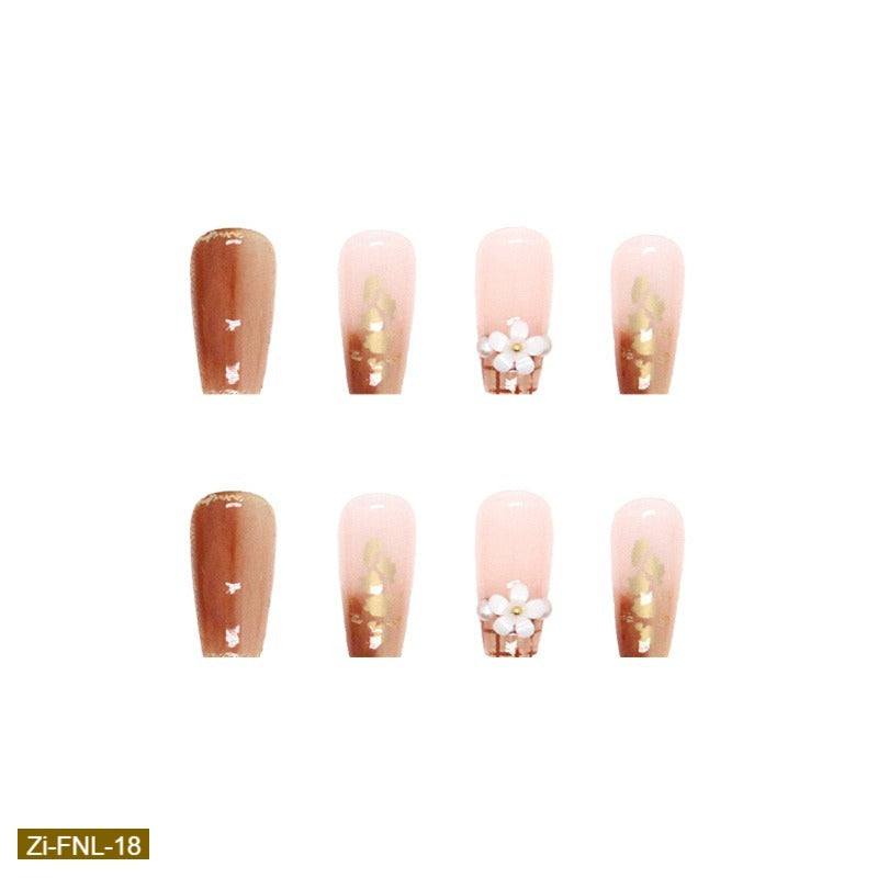 Two-Color Gradient Caramel Series Fake Nails  - 24Pcs - Zi Collection Hub