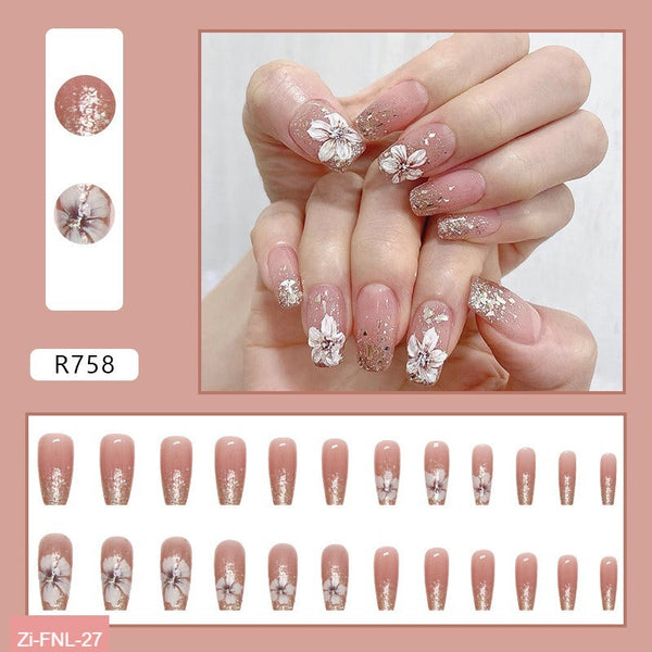 Mid-Length Sparkling Retro Fake Nails  - 24Pcs