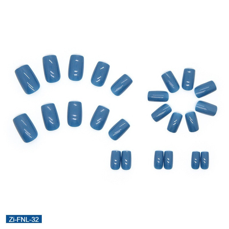 Haze Blue Medium-Length European square Fake Nails  - 24Pcs - Zi Collection Hub