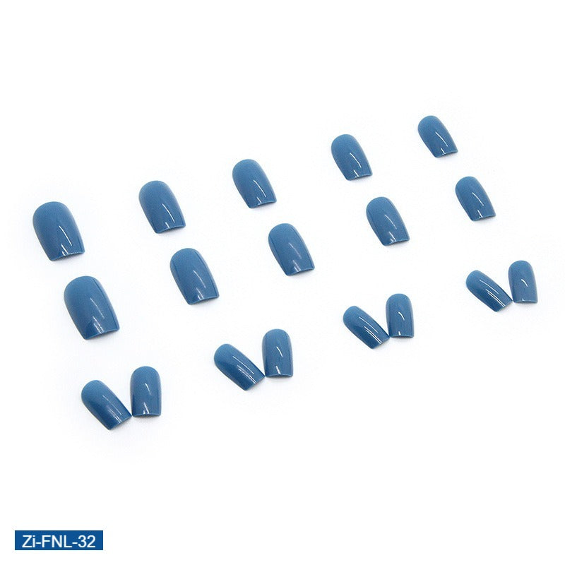 Haze Blue Medium-Length European square Fake Nails  - 24Pcs - Zi Collection Hub