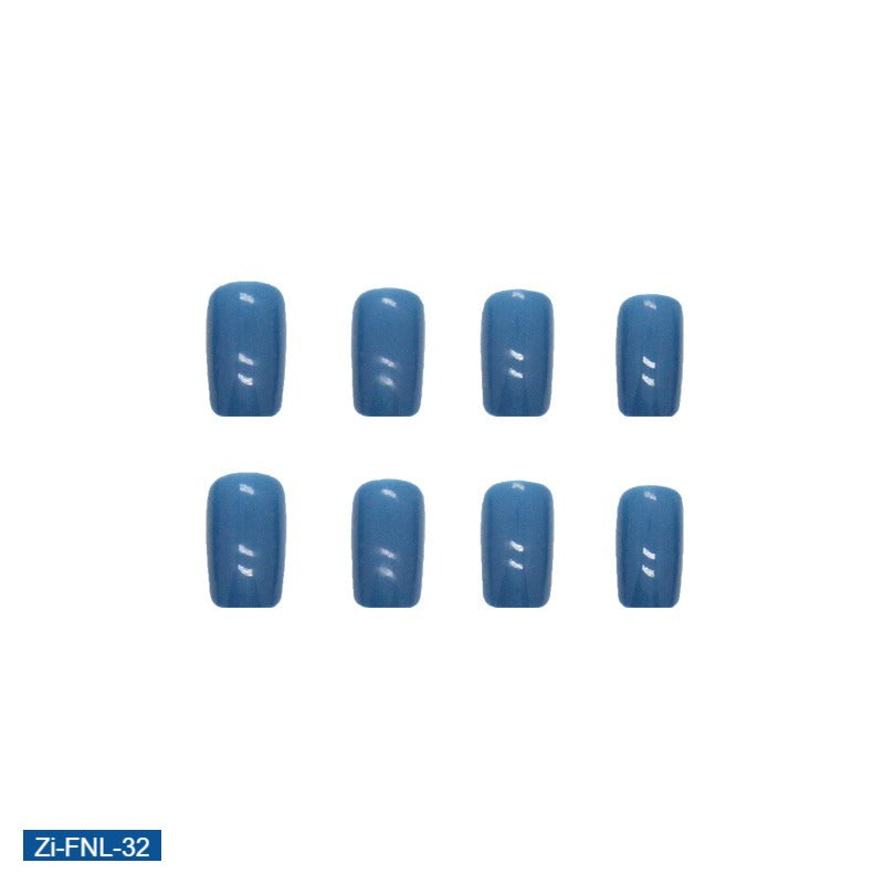 Haze Blue Medium-Length European square Fake Nails  - 24Pcs - Zi Collection Hub