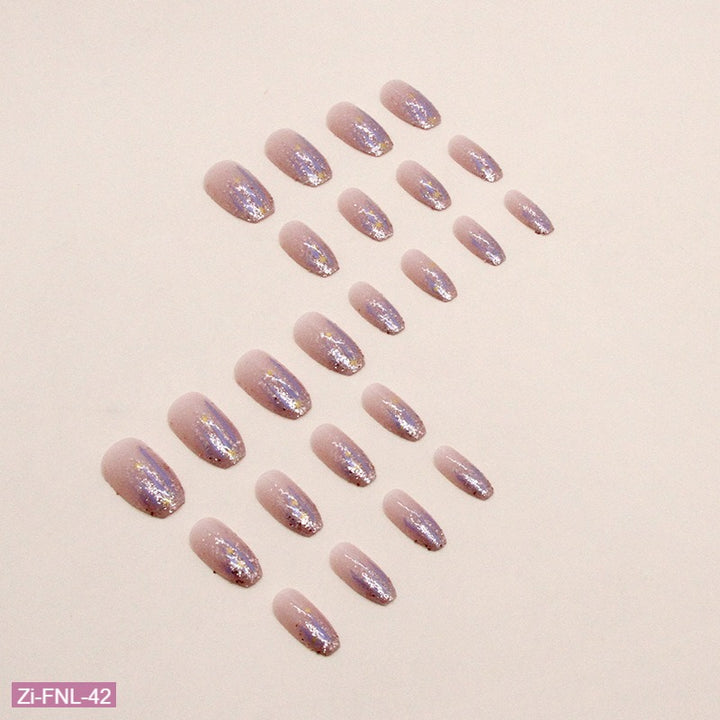 Short Ballet Explosive Pink Purple Fake Nails  - 24Pcs - Zi Collection Hub