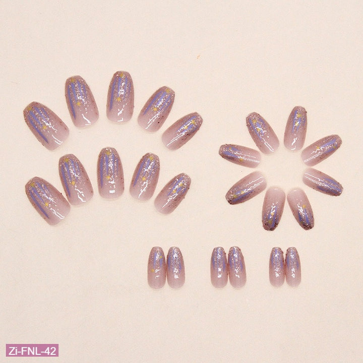 Short Ballet Explosive Pink Purple Fake Nails  - 24Pcs - Zi Collection Hub