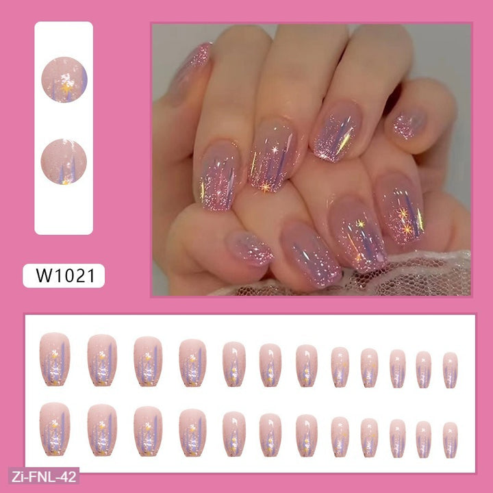 Short Ballet Explosive Pink Purple Fake Nails  - 24Pcs - Zi Collection Hub