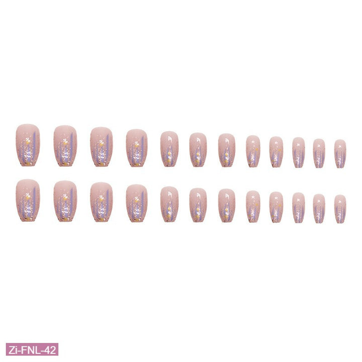 Short Ballet Explosive Pink Purple Fake Nails  - 24Pcs - Zi Collection Hub