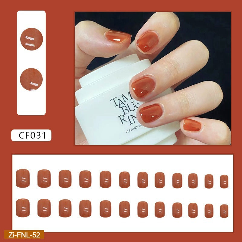 Simple Solid Color Milky Orange Manicure Fake Nails  - 24Pcs