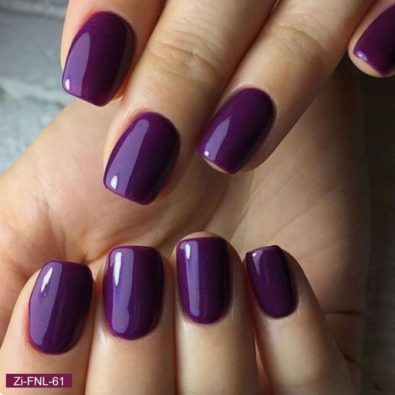 Purple Wearable False Nails - 24Pcs