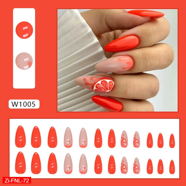 Orange Honey Pomelo Fake Nails  - 24Pcs