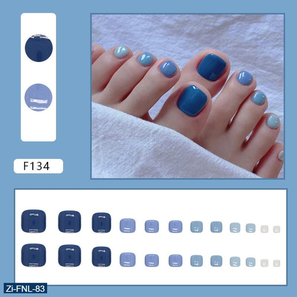 Klein Blue Jump Color Atmosphere Feet Fake Nails  - 24Pcs