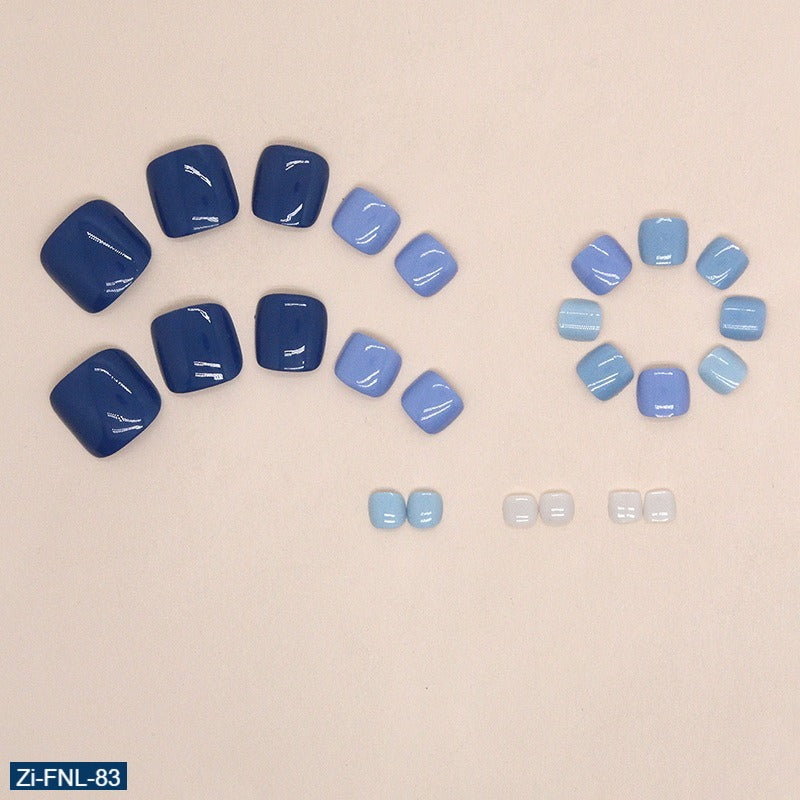 Klein Blue Jump Color Atmosphere Feet Fake Nails  - 24Pcs