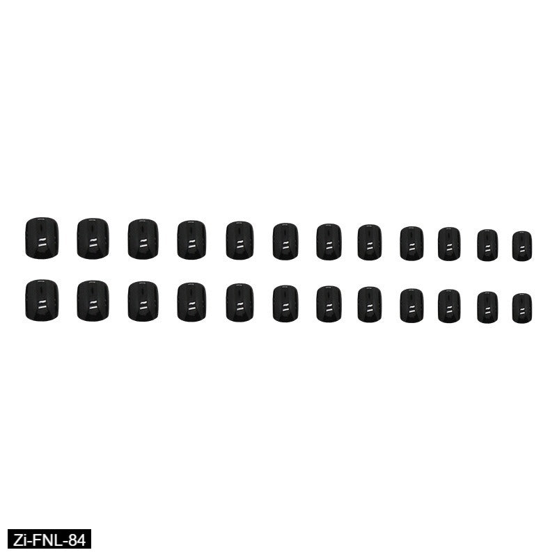 Square Solid Color Black Manicure Fake Nails  - 24Pcs