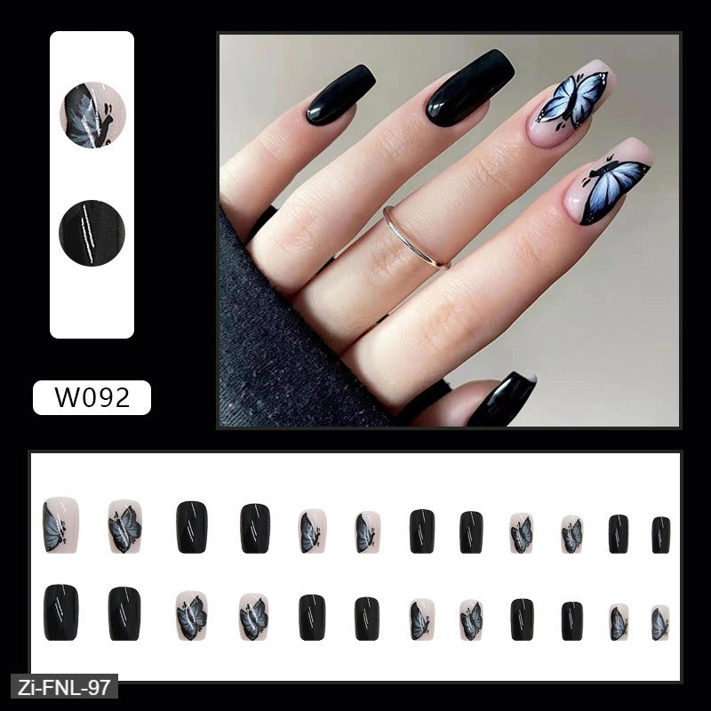 Mysterious Black Butterfly Fake Nails  - 24Pcs