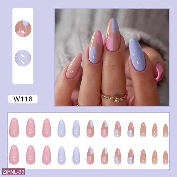 Contrasting Colors Fake Nails  - 24Pcs