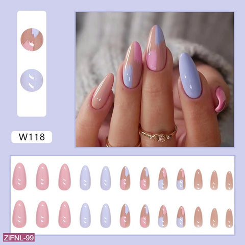 Contrasting Colors Fake Nails  - 24Pcs