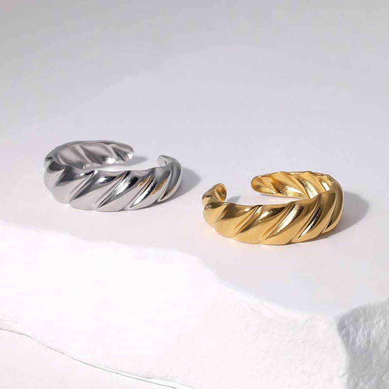 SRNG-34 - Fashionable Twisted Stainless Steel Ring