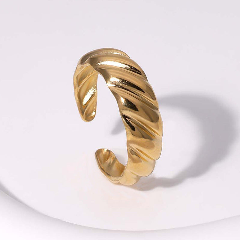 SRNG-34 - Fashionable Twisted Stainless Steel Ring