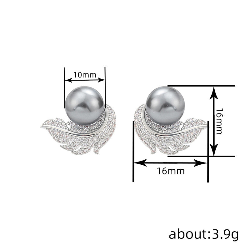 ZER27 - Feather Imitation Pearl Earrings