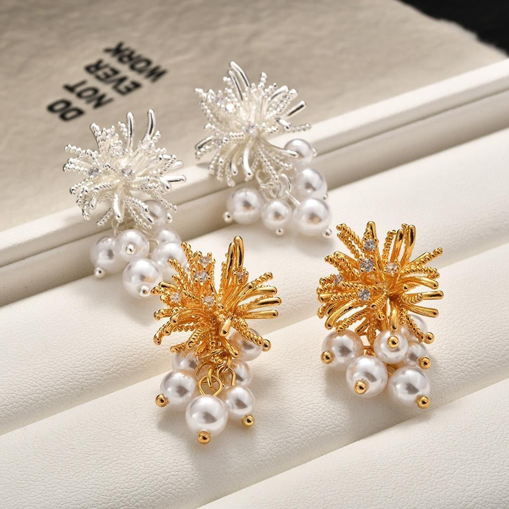 ER499 - Firework Pearl Tassel Earrings