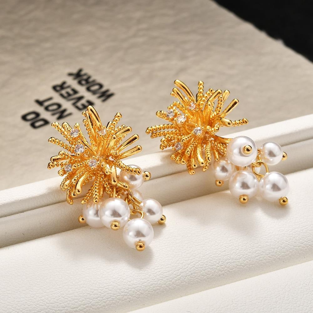 ER499 - Firework Pearl Tassel Earrings