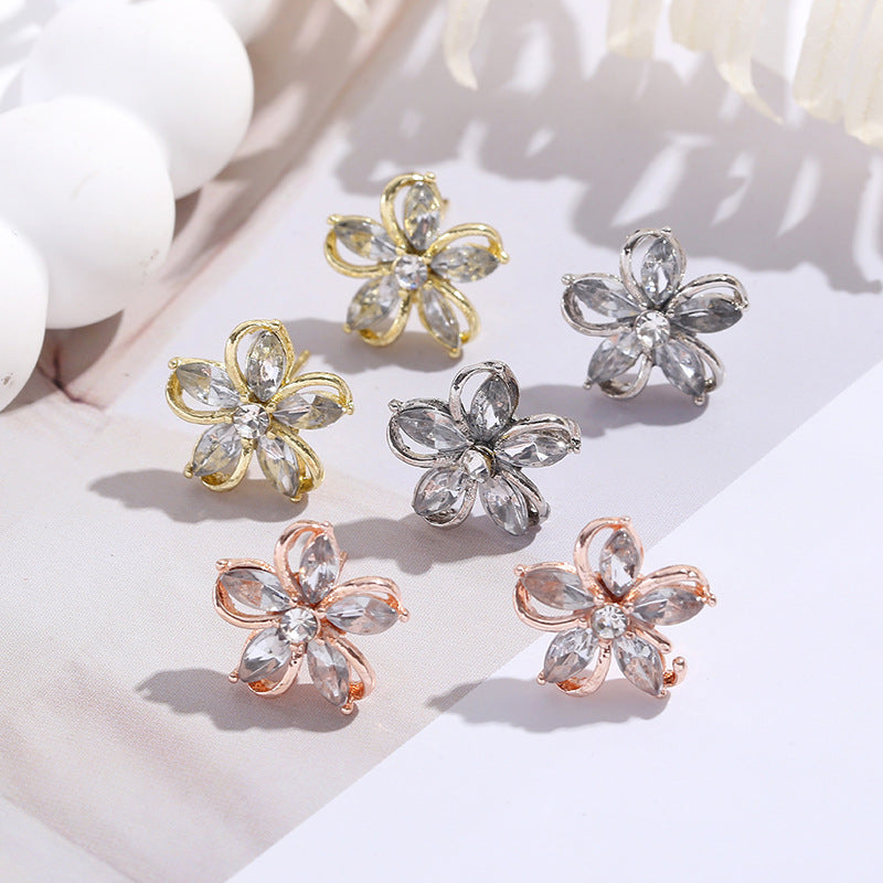 Five-Petal Flower Shining Earrings