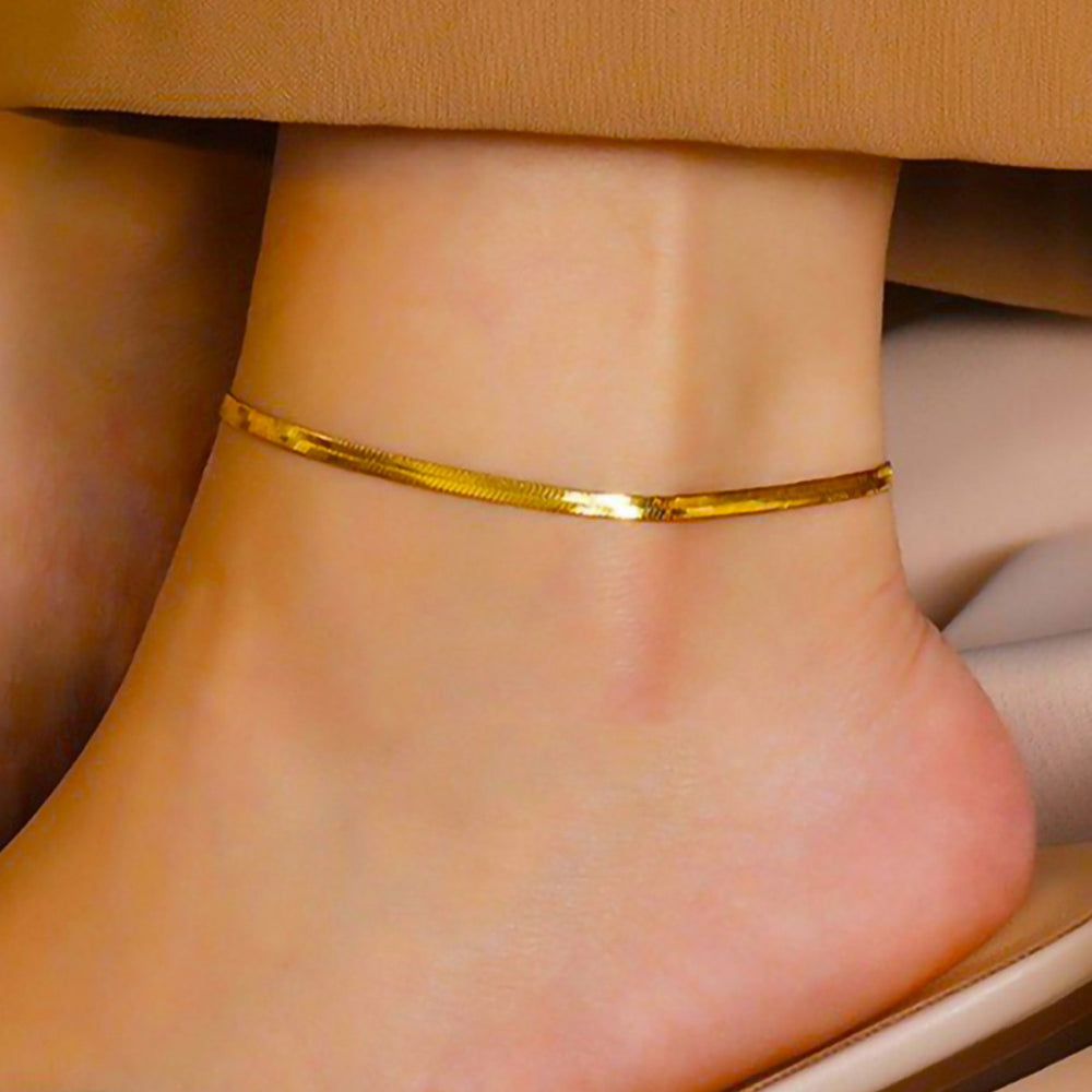 SANK02 - Flat Snake Anklets Stainless Steel