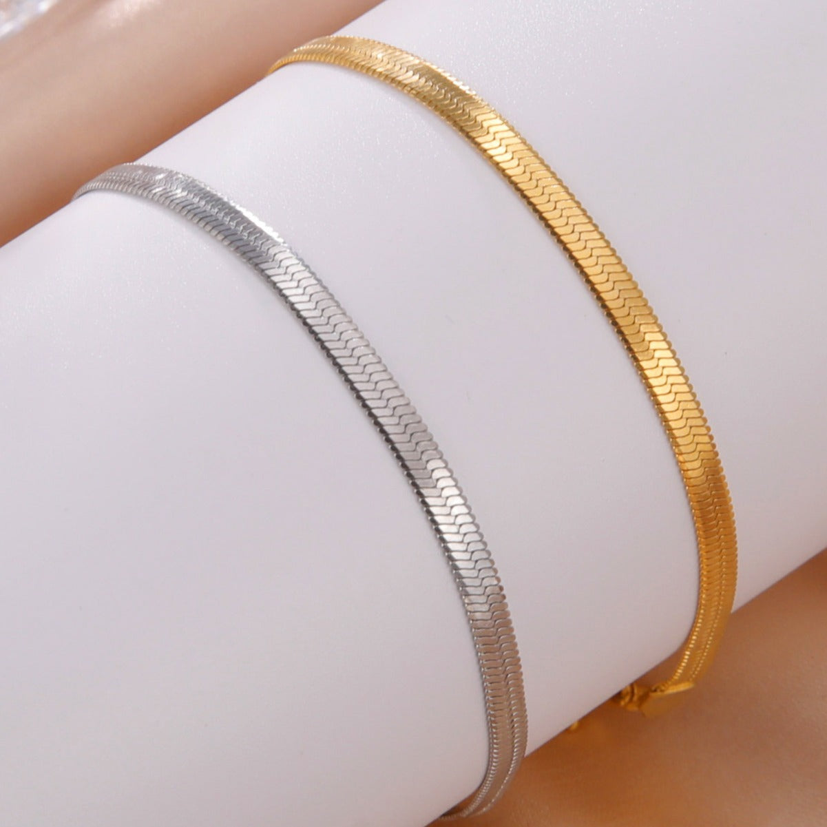 SANK02 - Flat Snake Anklets Stainless Steel