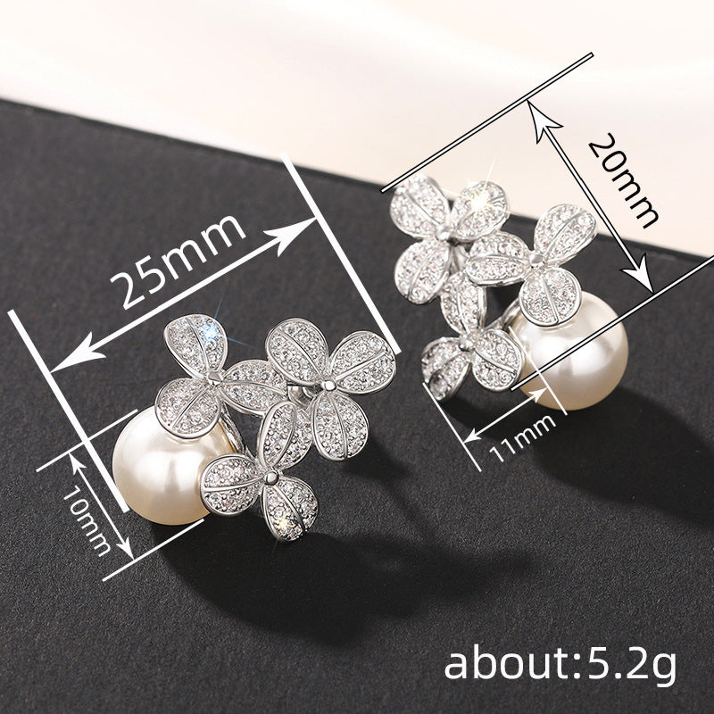 ZER19 - Floral Imitation Pearl Earrings