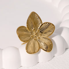 SRNG-51 - Floral Stainless Steel Ring - Adjustable