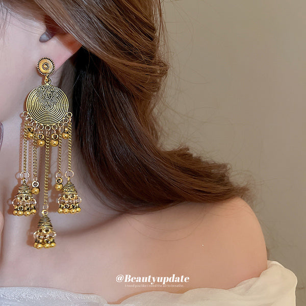 Flower Cluster Tassel Earrings