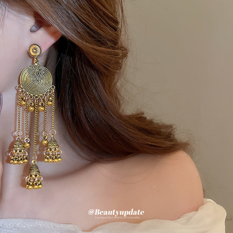 Flower Cluster Tassel Earrings