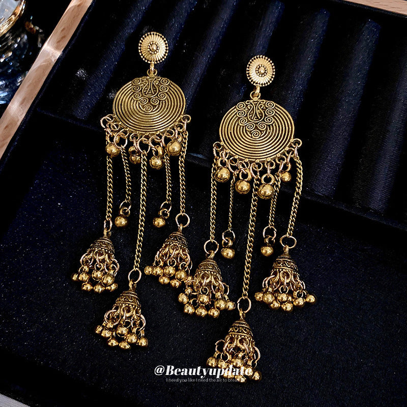 Flower Cluster Tassel Earrings