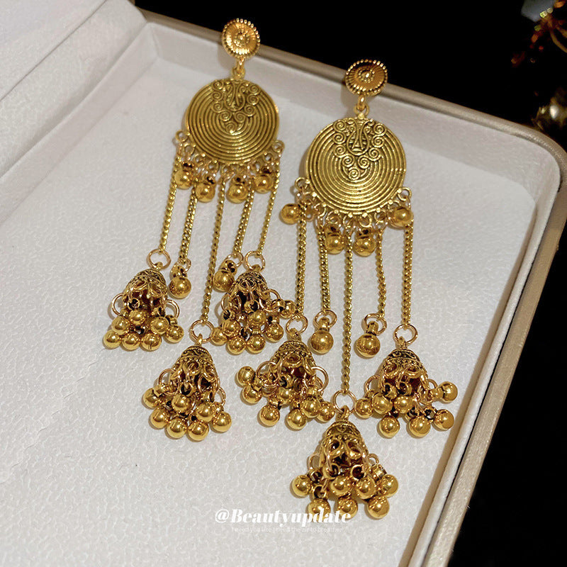 Flower Cluster Tassel Earrings