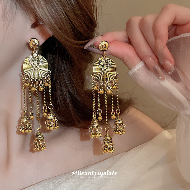 Flower Cluster Tassel Earrings