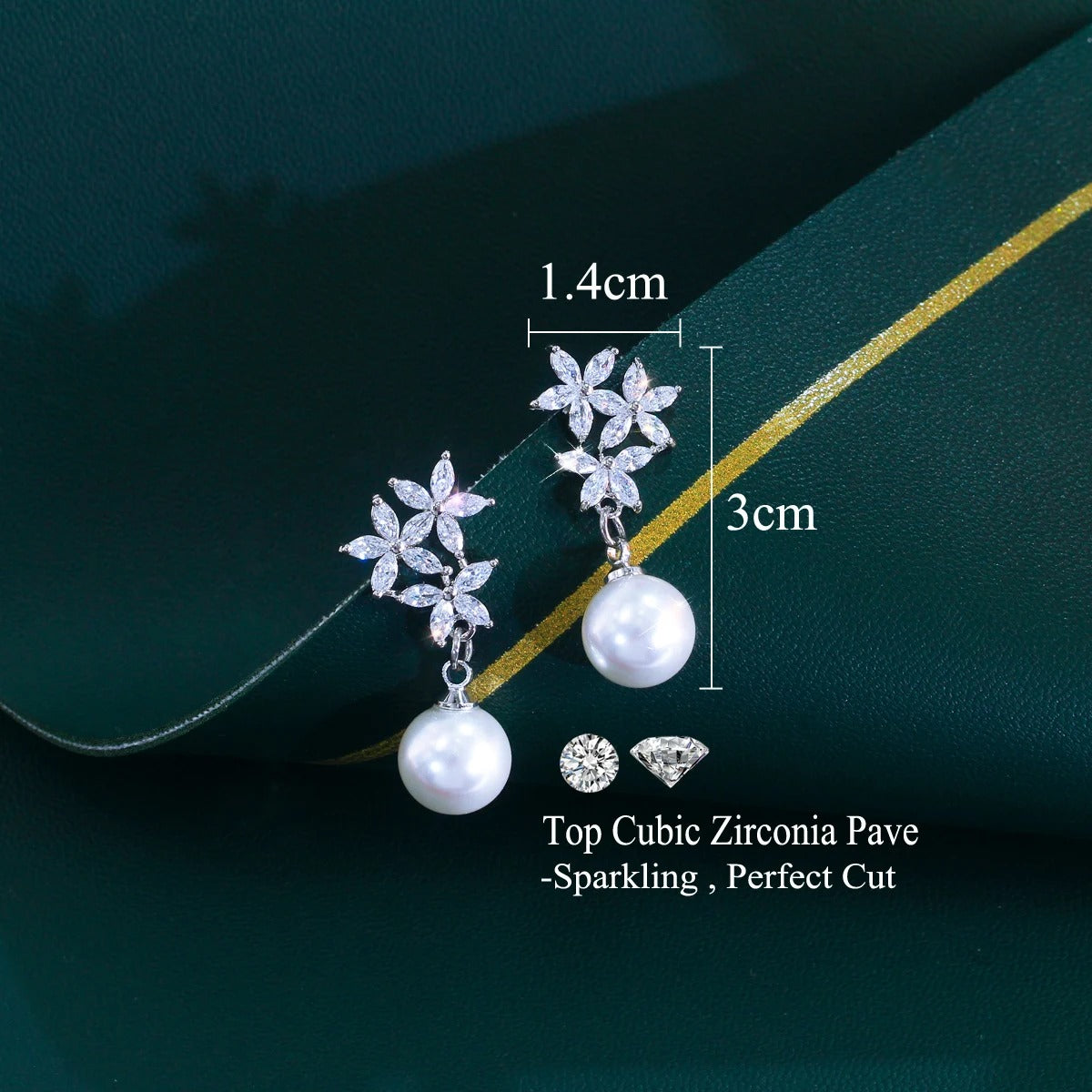 ZER30 - Flower Drop Pearl Earrings