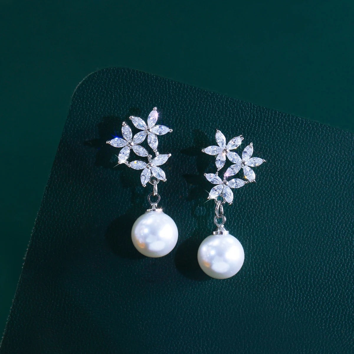ZER30 - Flower Drop Pearl Earrings