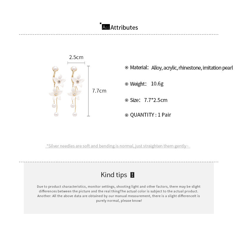 Flower Pearl Tassel Earrings