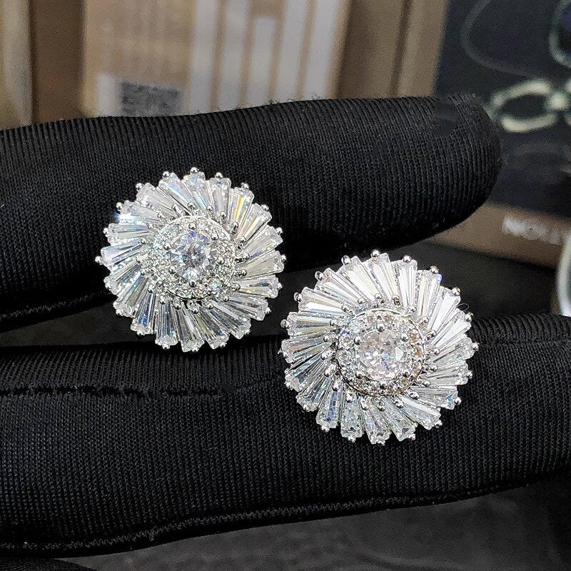 ZER36 - Flower Zircon Earrings