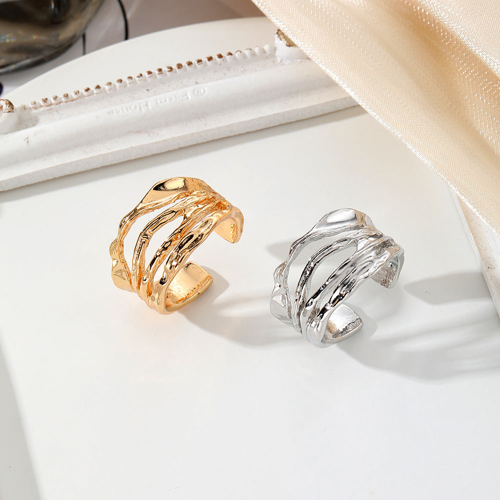 Folded Hollow Opening Rings 2Pcs