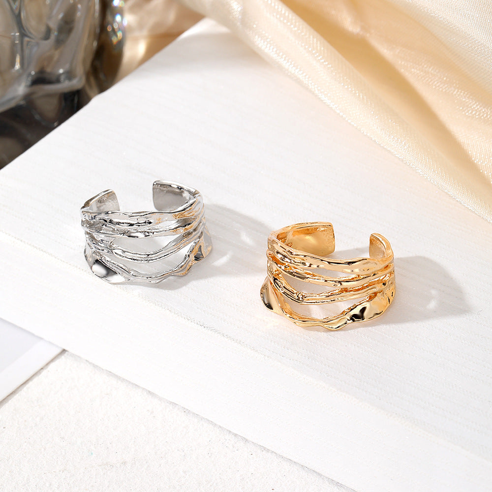 Folded Hollow Opening Rings 2Pcs