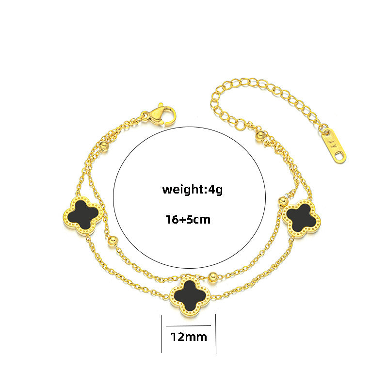 SBRAL12 - Four Leaf Clover Stainless Steel Bracelet