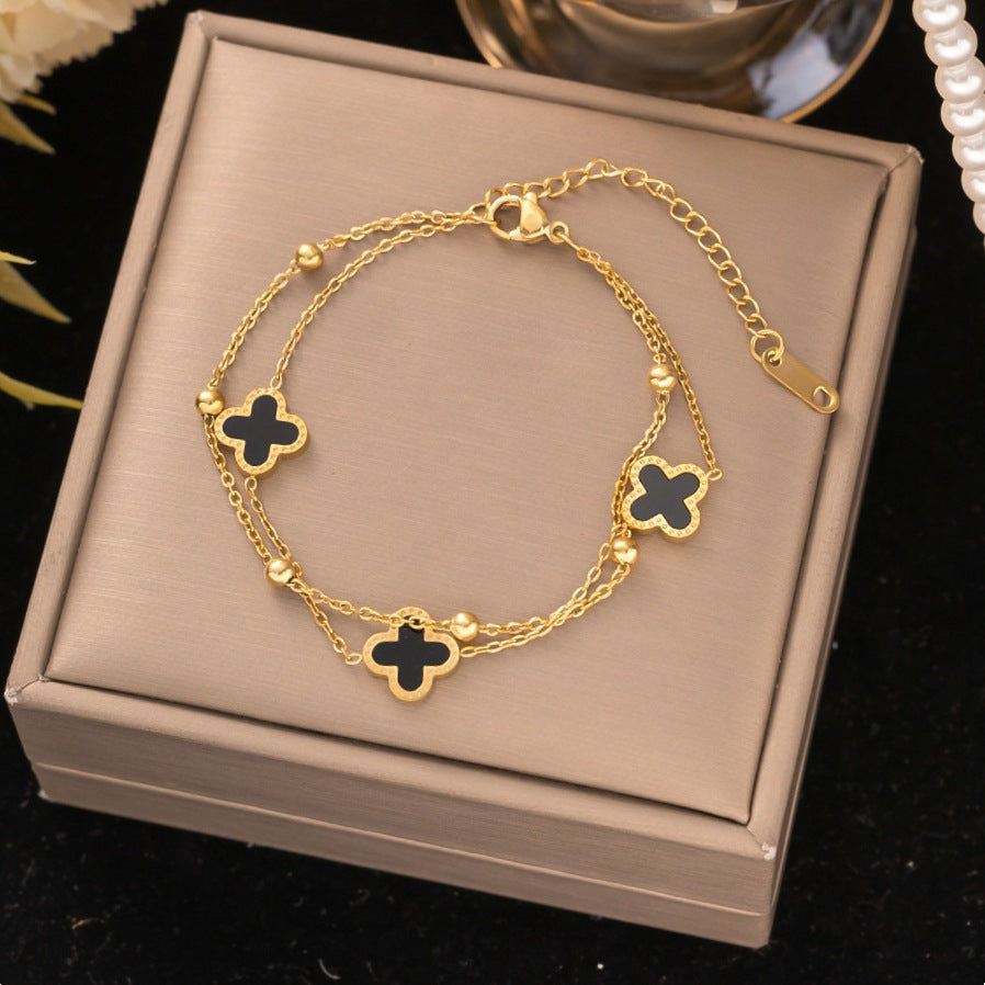 SBRAL12 - Four Leaf Clover Stainless Steel Bracelet