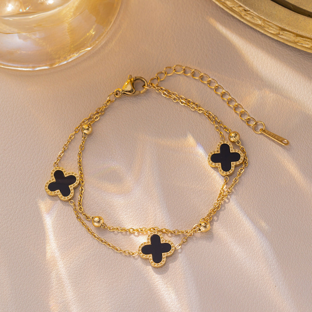 SBRAL12 - Four Leaf Clover Stainless Steel Bracelet