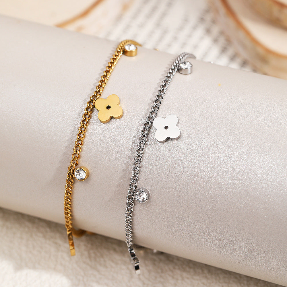 SBRAL01 - Four Leaf Stainless Steel Bracelet