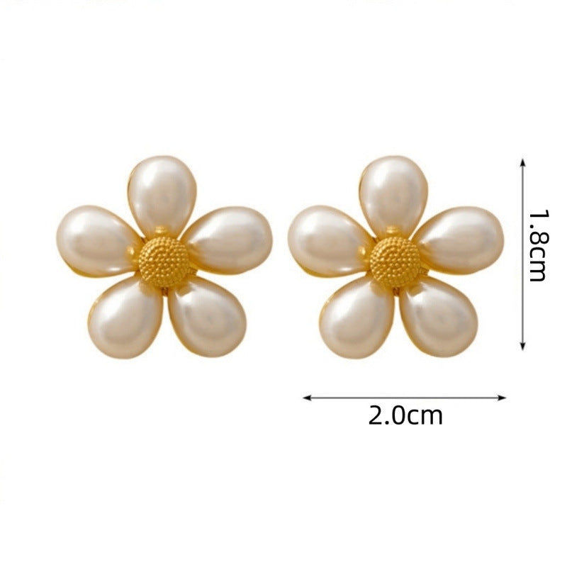 ER497 - French Pearl Flower Stud Earrings