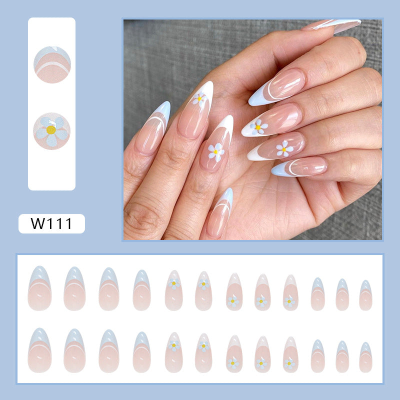 Fresh Small Flower Fake Nails - 24Pcs