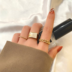 Geometric Circle 3-Piece Ring Set