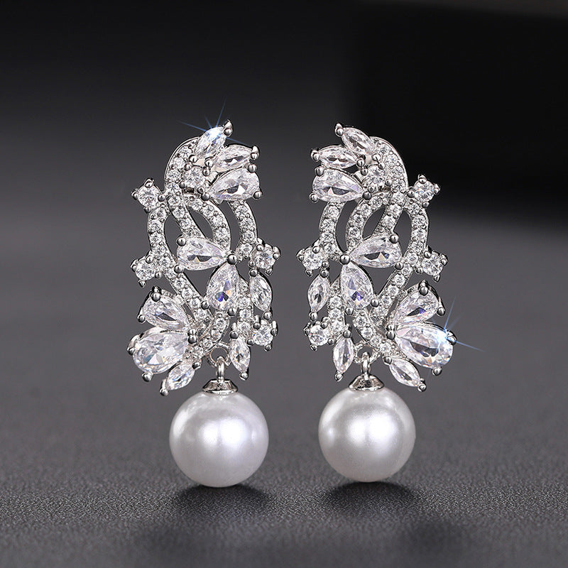ZER31 - Geometric Faux Pearl Earrings