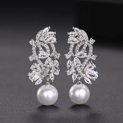 ZER31 - Geometric Faux Pearl Earrings