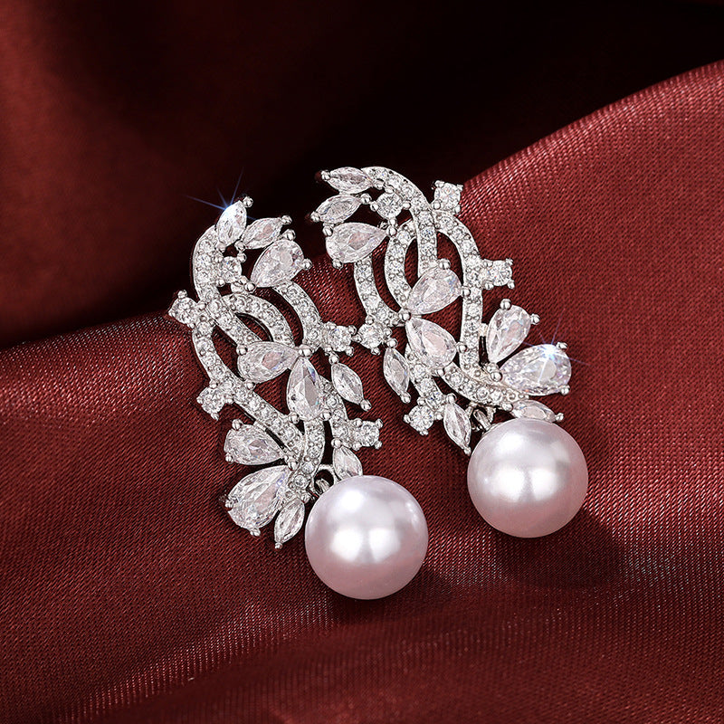 ZER31 - Geometric Faux Pearl Earrings